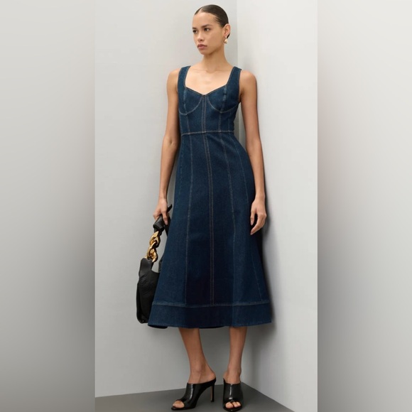 Dresses & Skirts - Jason Wu Denim Midi Dress with Sweetheart neckline in size 2